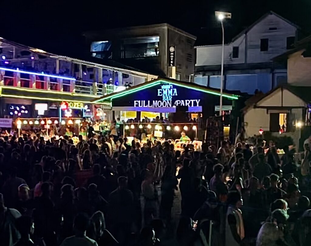 Crowd at Koh Phangan Full Moon Party August 2023