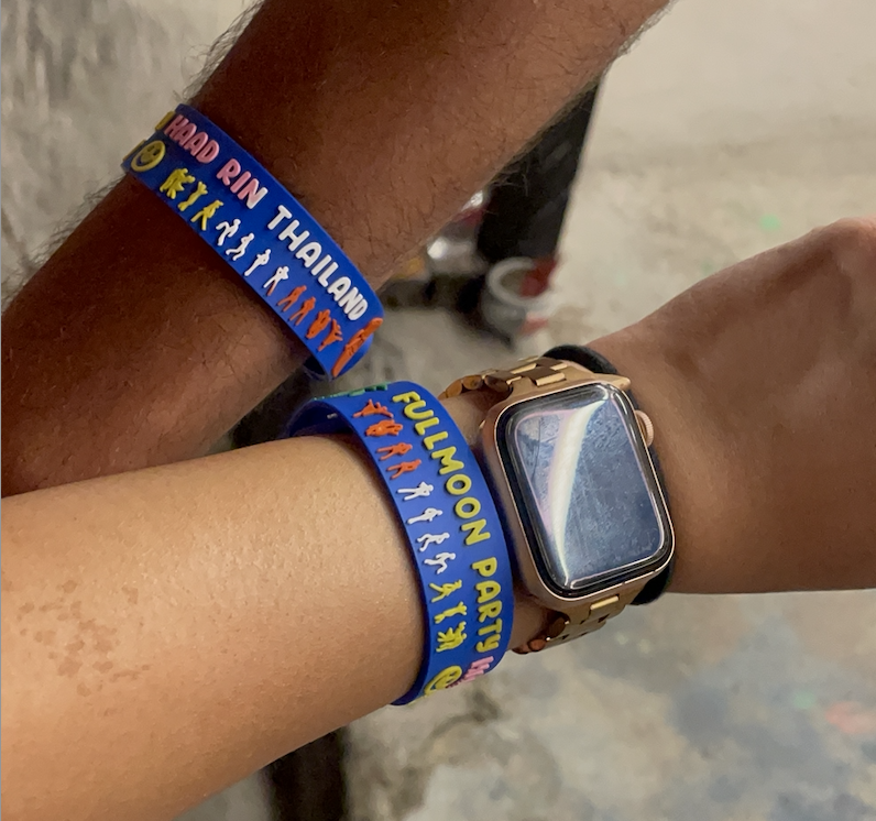 Picture of the wristbands at the Full Moon Party